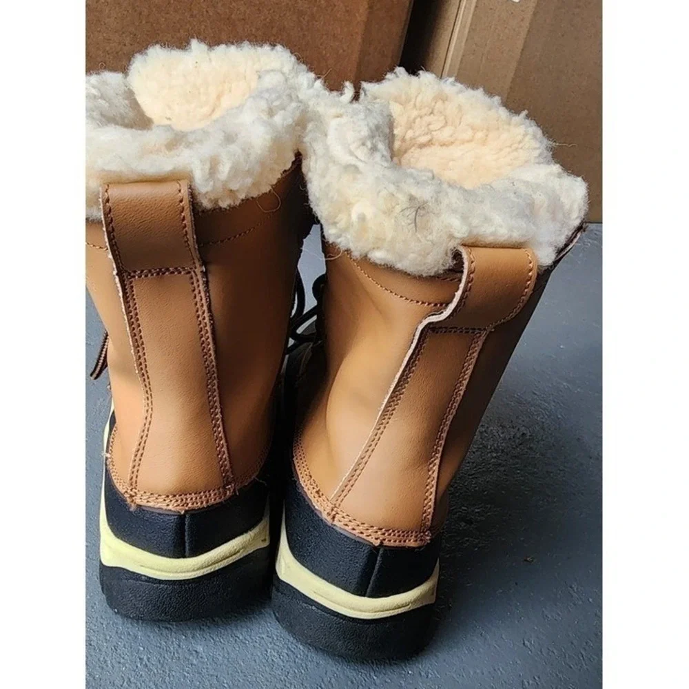 Bearpaw Snow Boots Kids Size 3 Brown Waterproof Insulated Winter Duck Boots